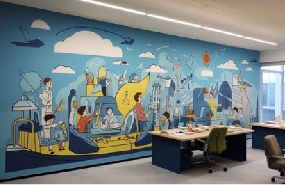  延津县办公室墙绘的特点。